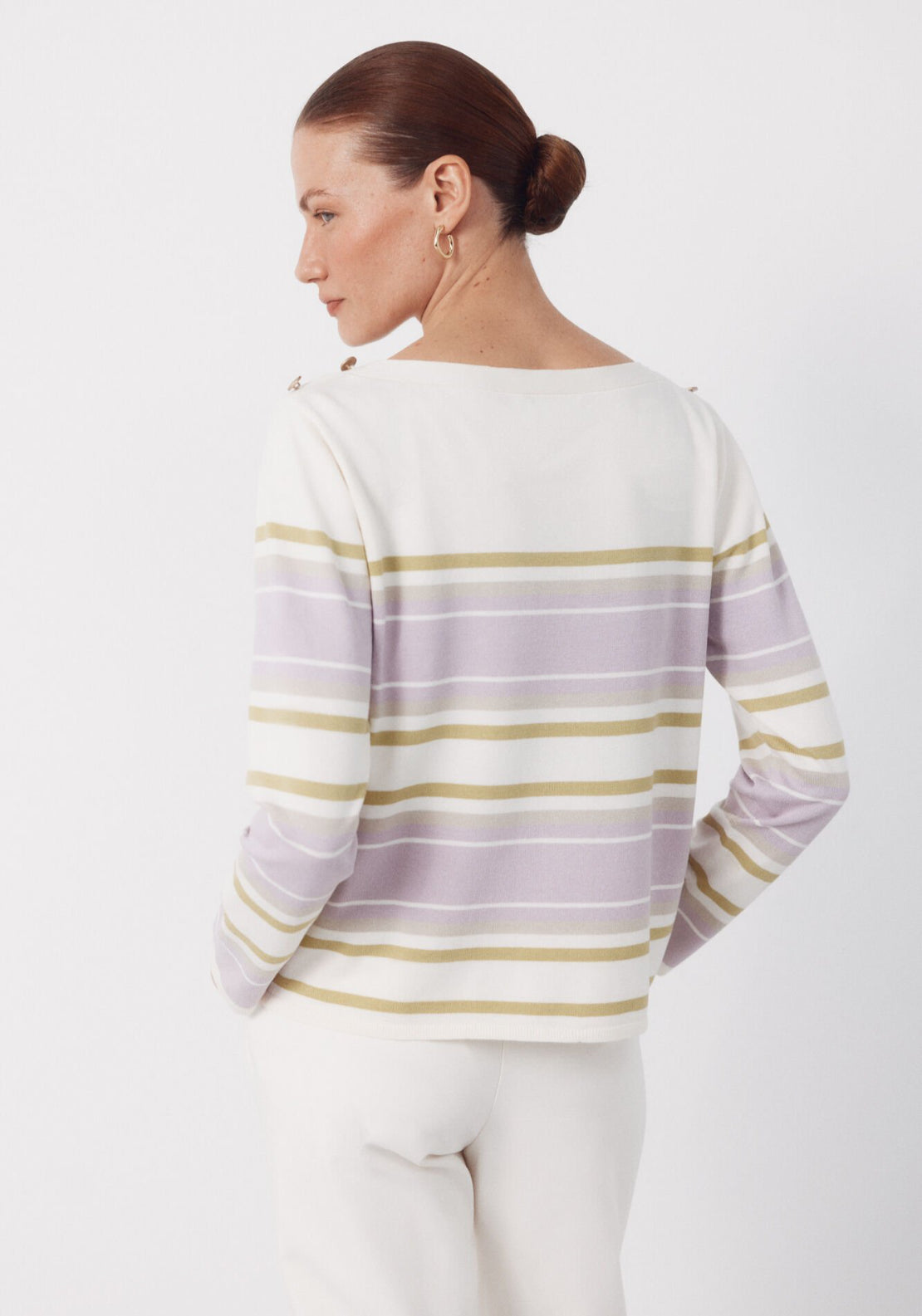 Cortefiel Striped Button Jumper - Purple 2 Shaws Department Stores