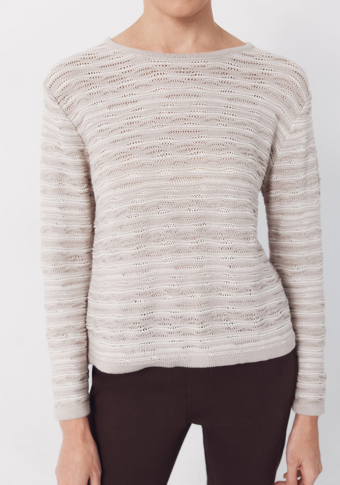 Cortefiel Jersey Knit Textured Jumper - Beige 1 Shaws Department Stores
