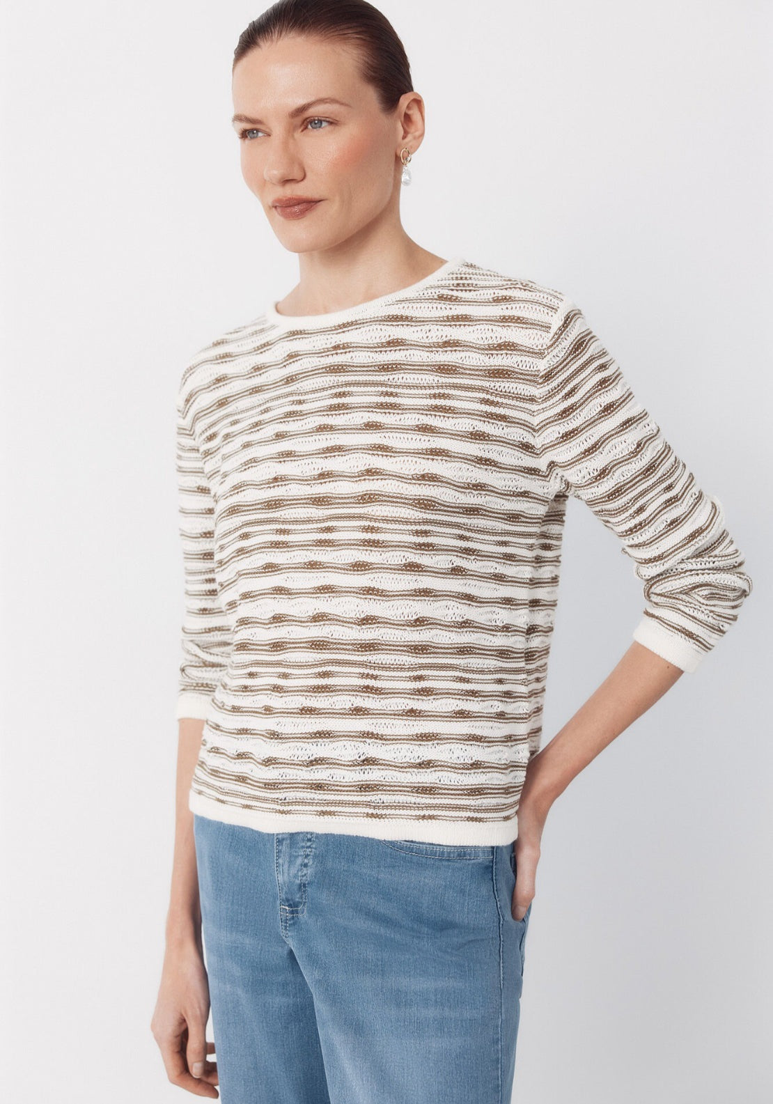 Jersey Knit Textured Jumper - Light Khaki