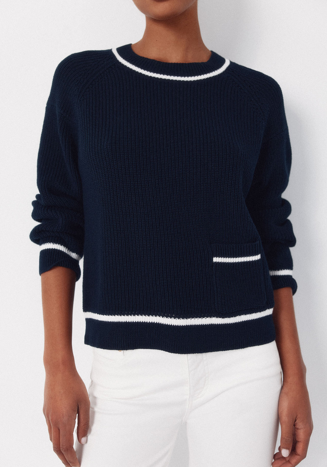 Cortefiel Contrast Combination Jumper - Navy 6 Shaws Department Stores