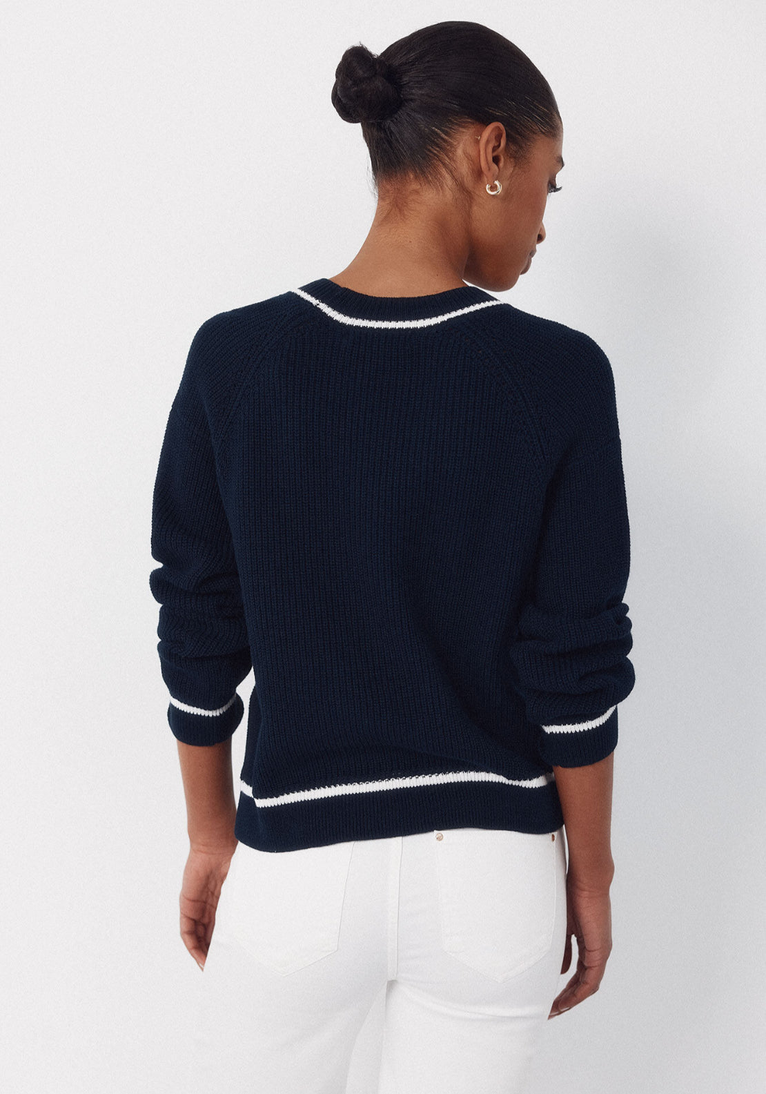 Cortefiel Contrast Combination Jumper - Navy 2 Shaws Department Stores