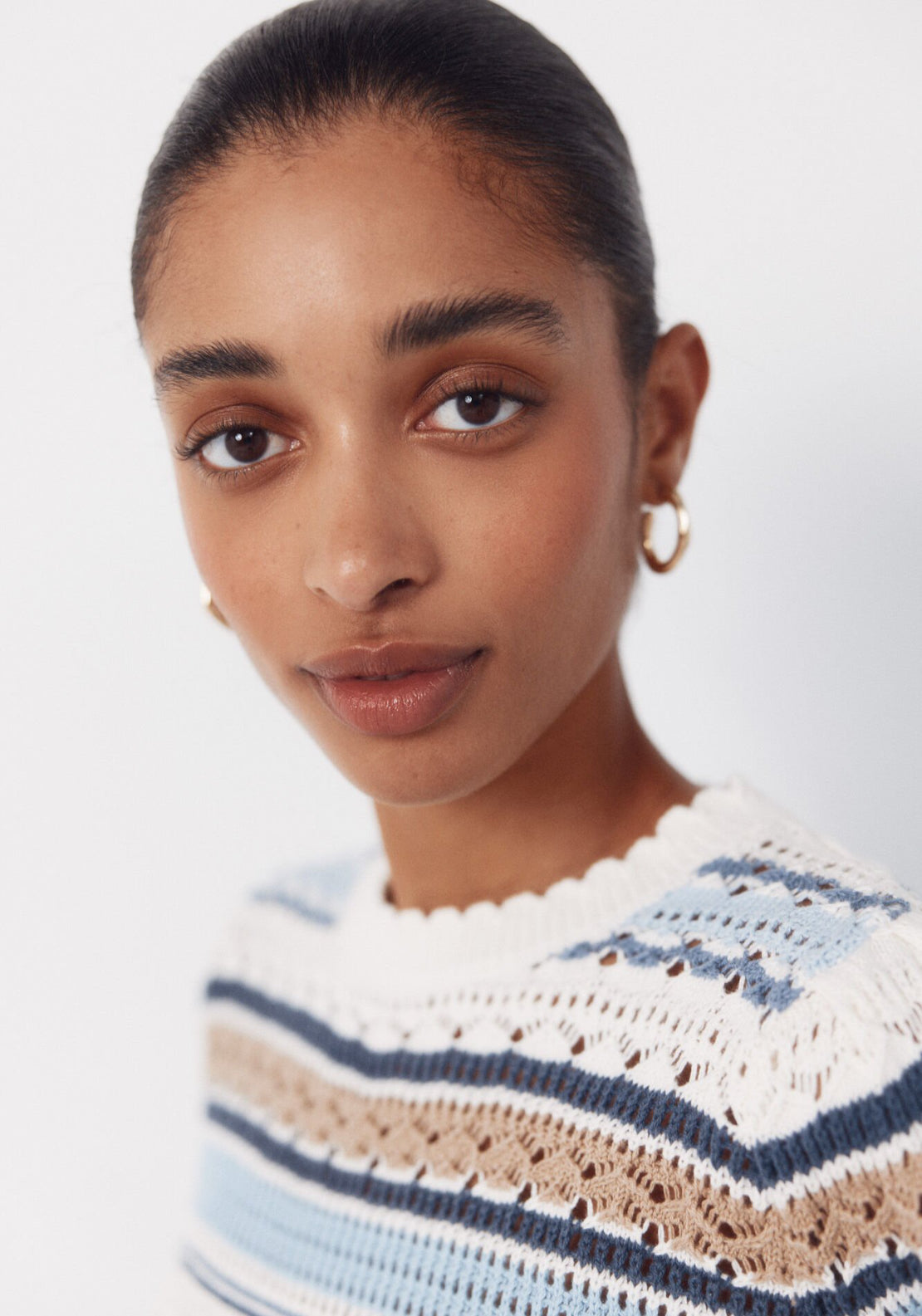 Cortefiel Multicoloured Striped Cotton Jumper - Blue 5 Shaws Department Stores