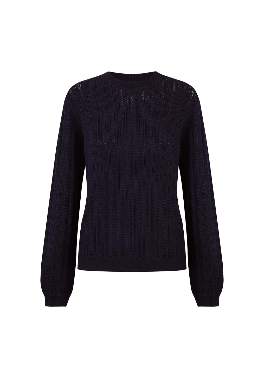 Textured Crew Neck Jumper - Navy