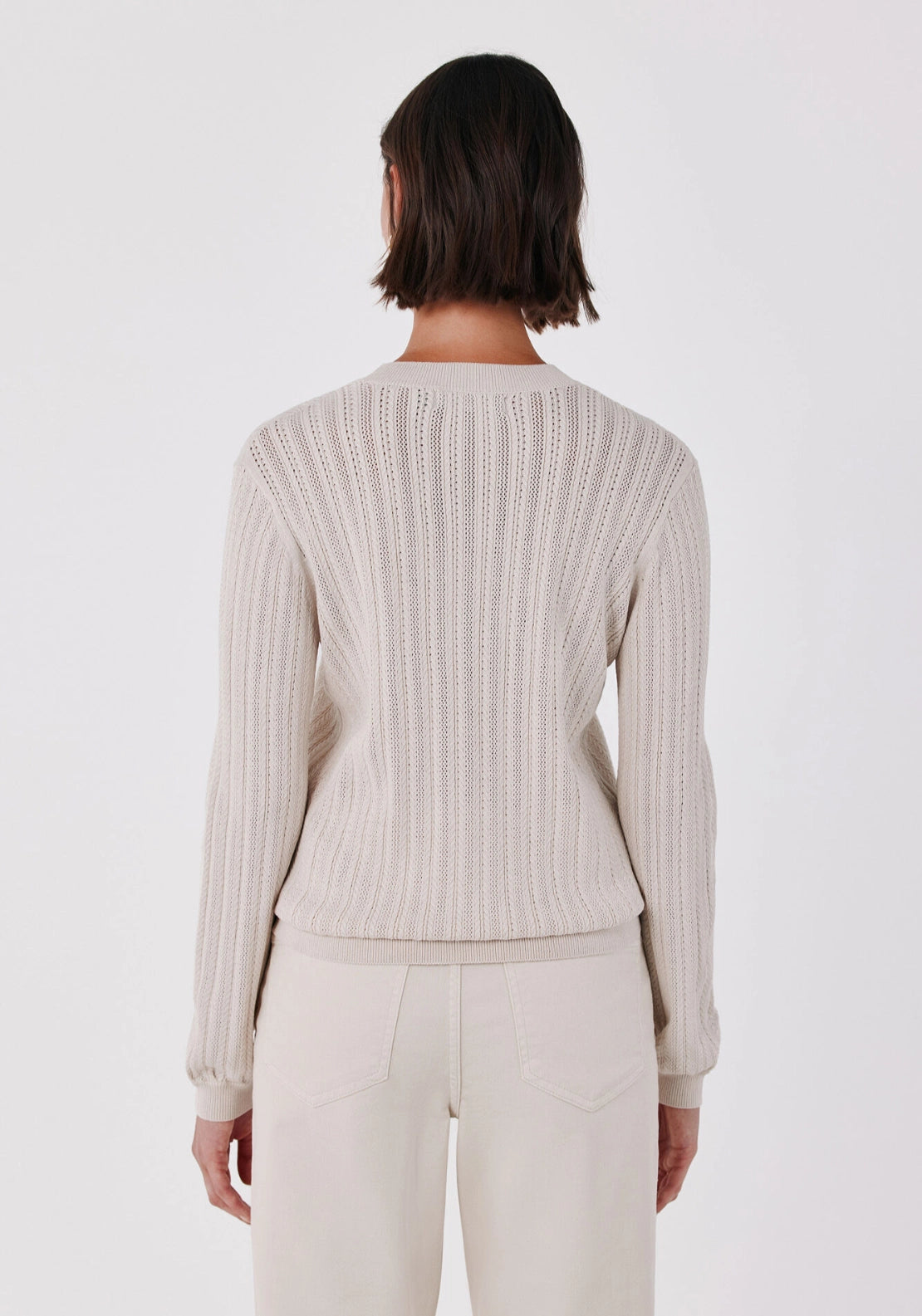 Textured Crew Neck Jumper - Sand