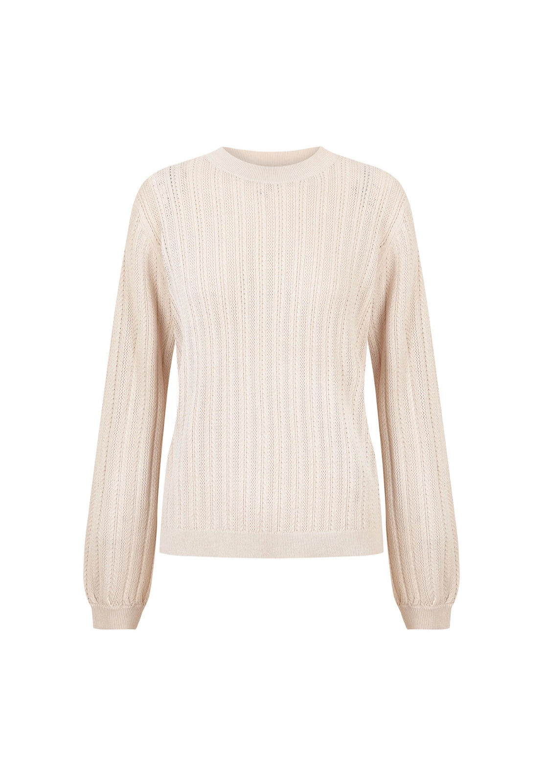 Textured Crew Neck Jumper - Sand