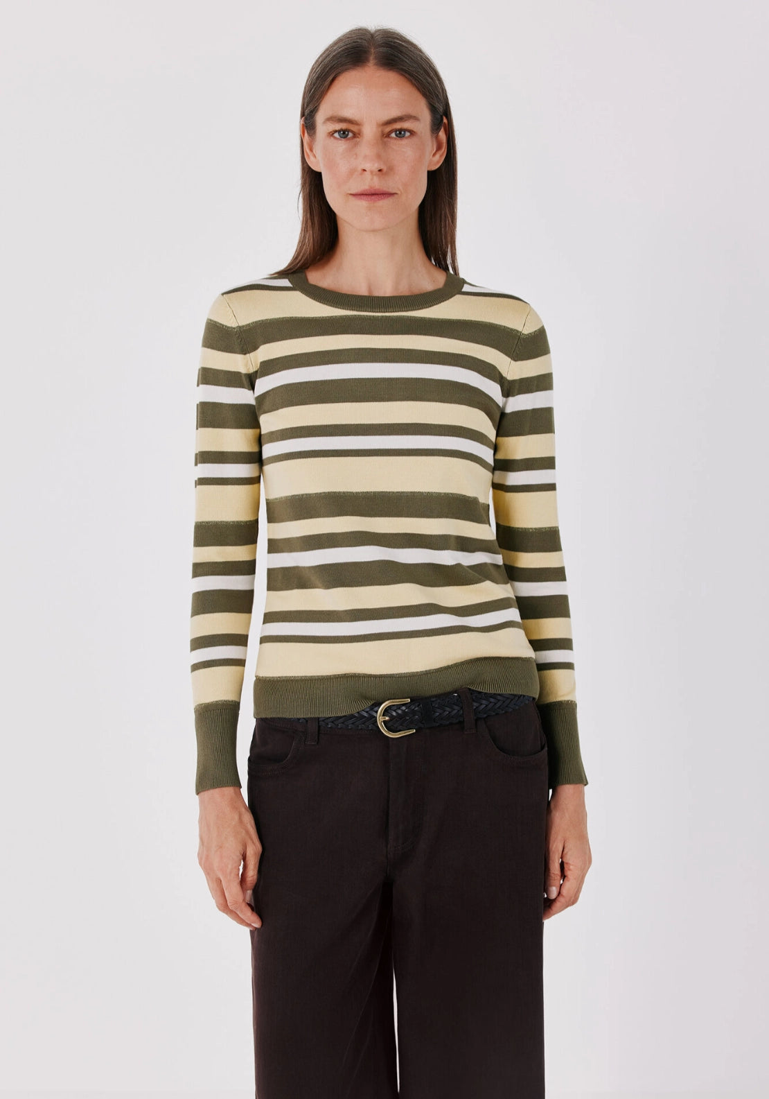 Lurex Striped Knit Jumper - Medium Khaki