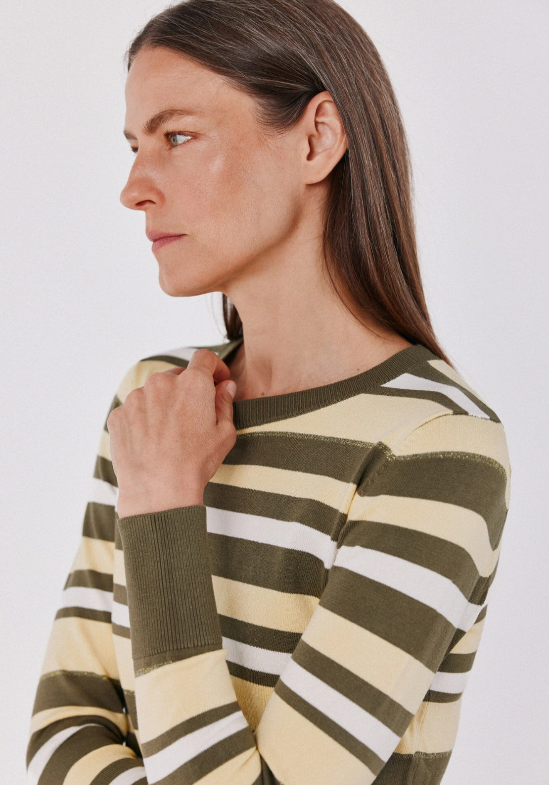 Lurex Striped Knit Jumper - Medium Khaki