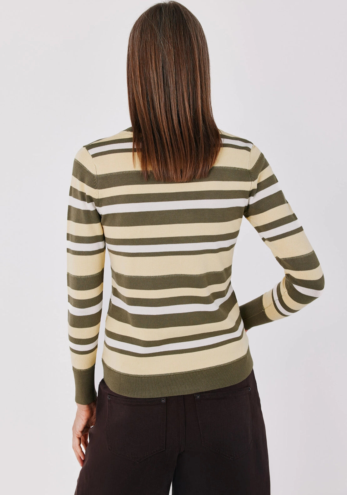 Lurex Striped Knit Jumper - Medium Khaki