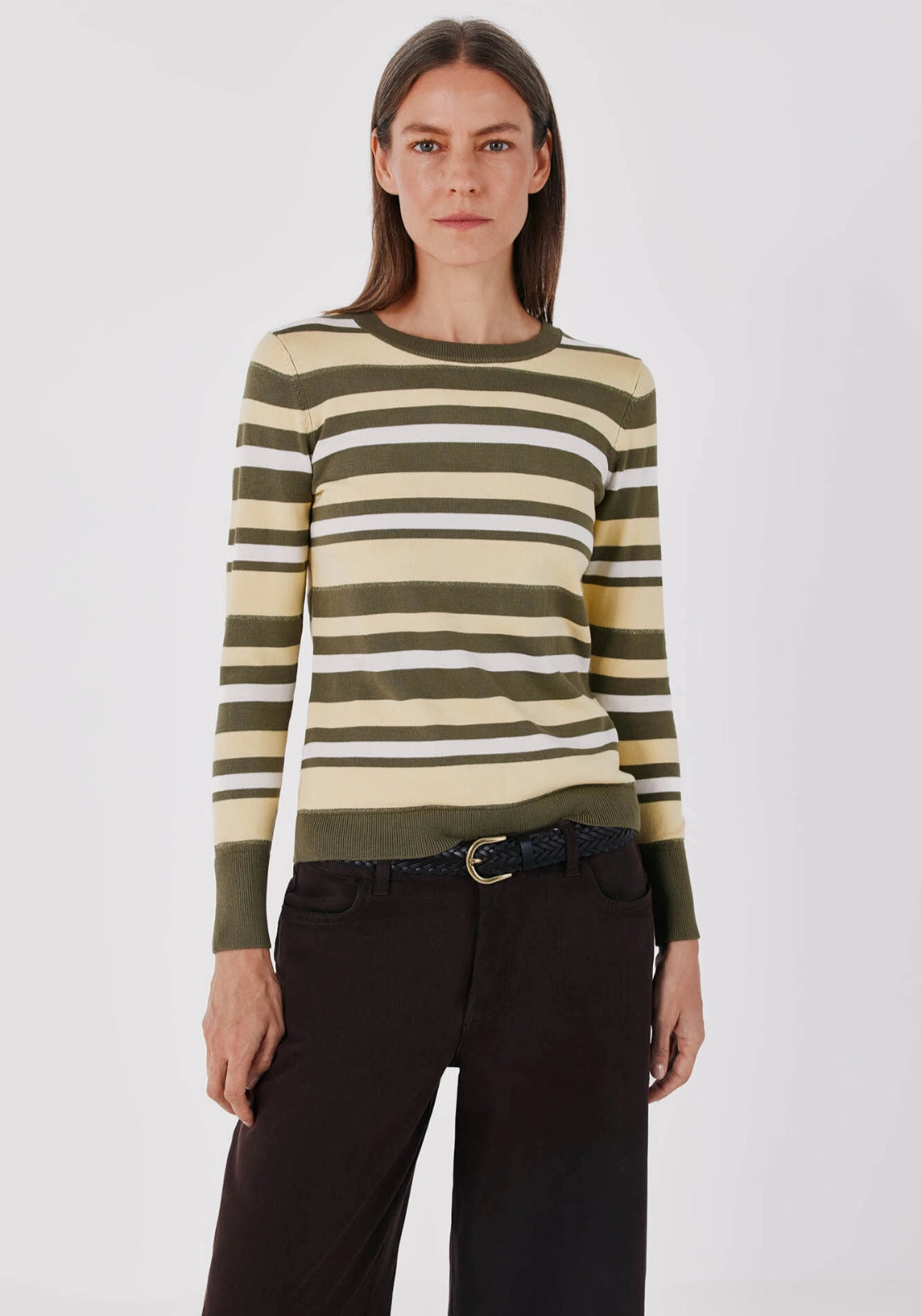 Lurex Striped Knit Jumper - Medium Khaki