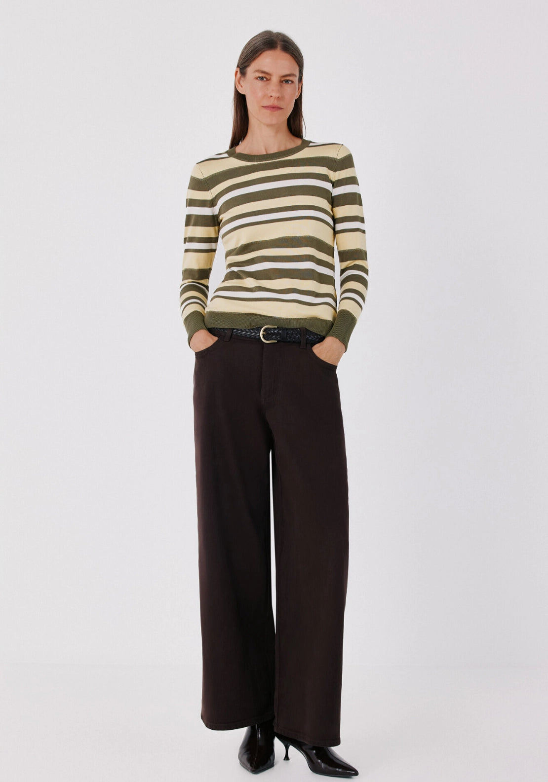 Lurex Striped Knit Jumper - Medium Khaki