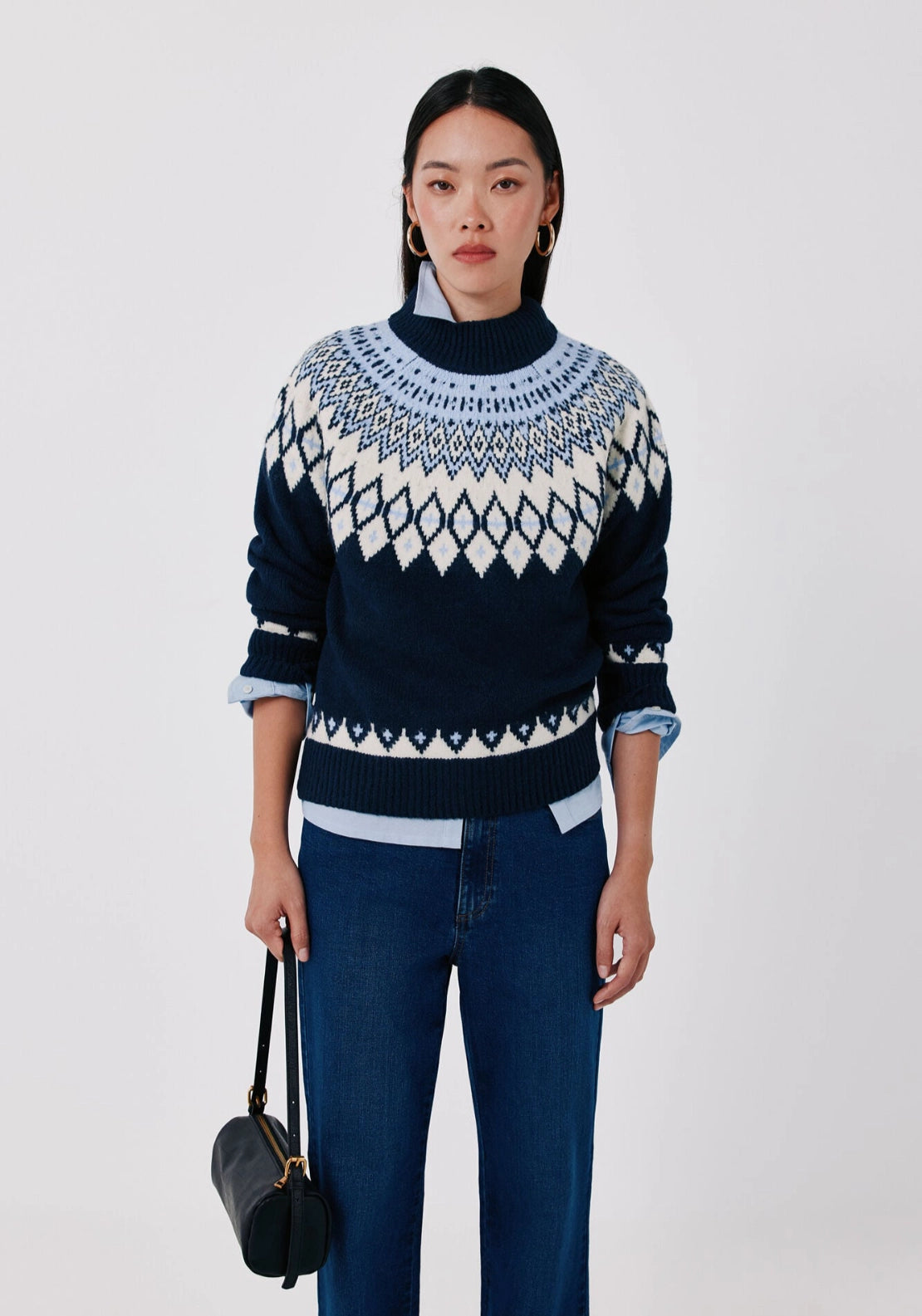 Jacquard Knit Jumper - Navy