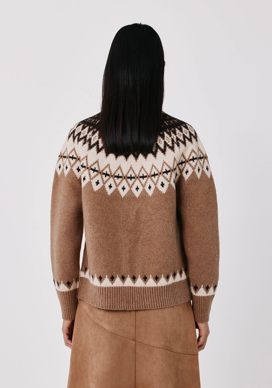 Jacquard Knit Jumper - Beige/camel