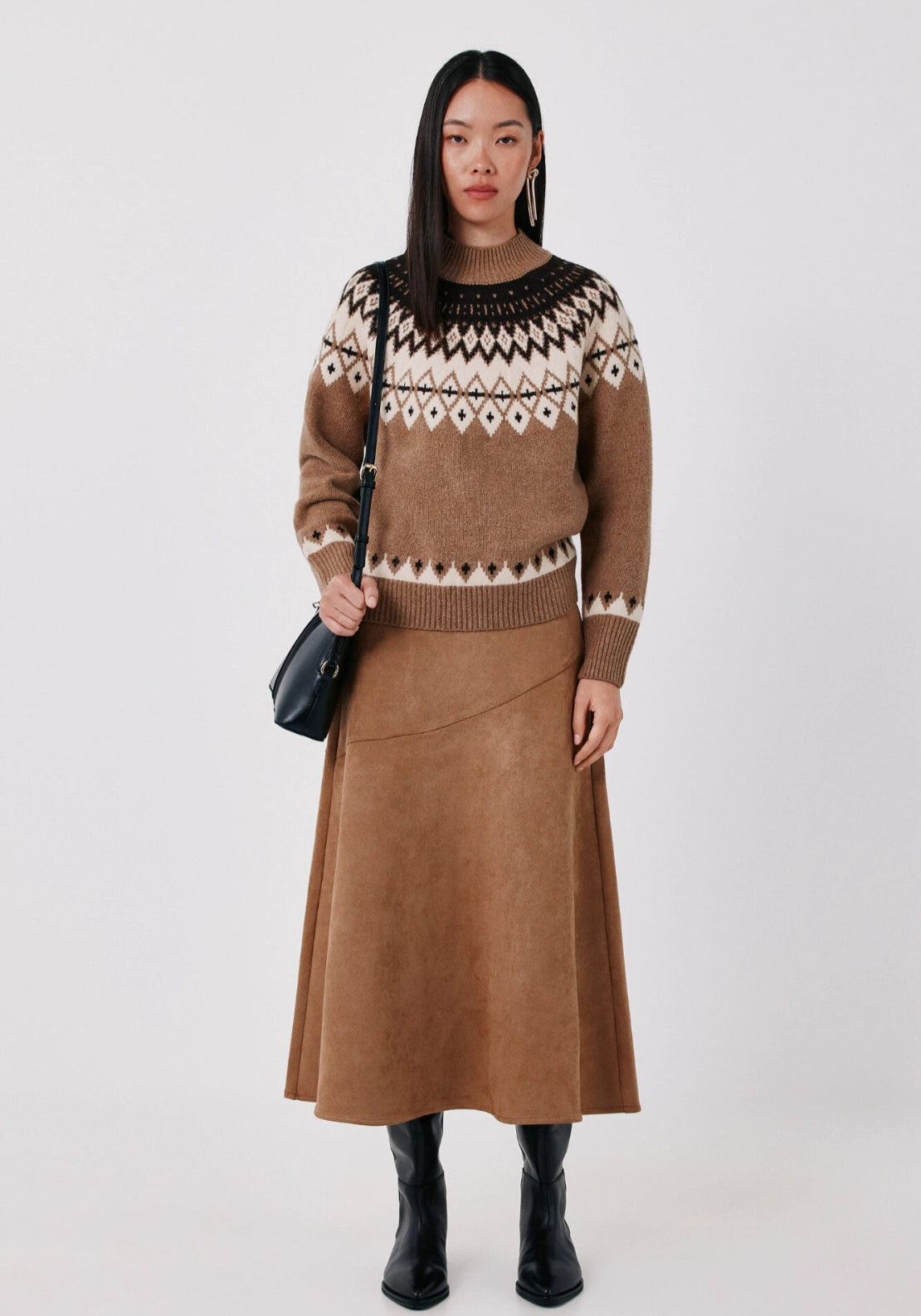 Jacquard Knit Jumper - Beige/camel