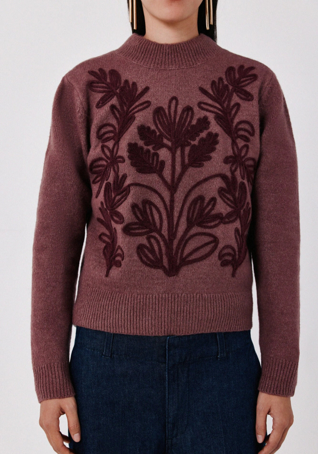 Floral Embroidered Knit Jumper - Purple/lilac