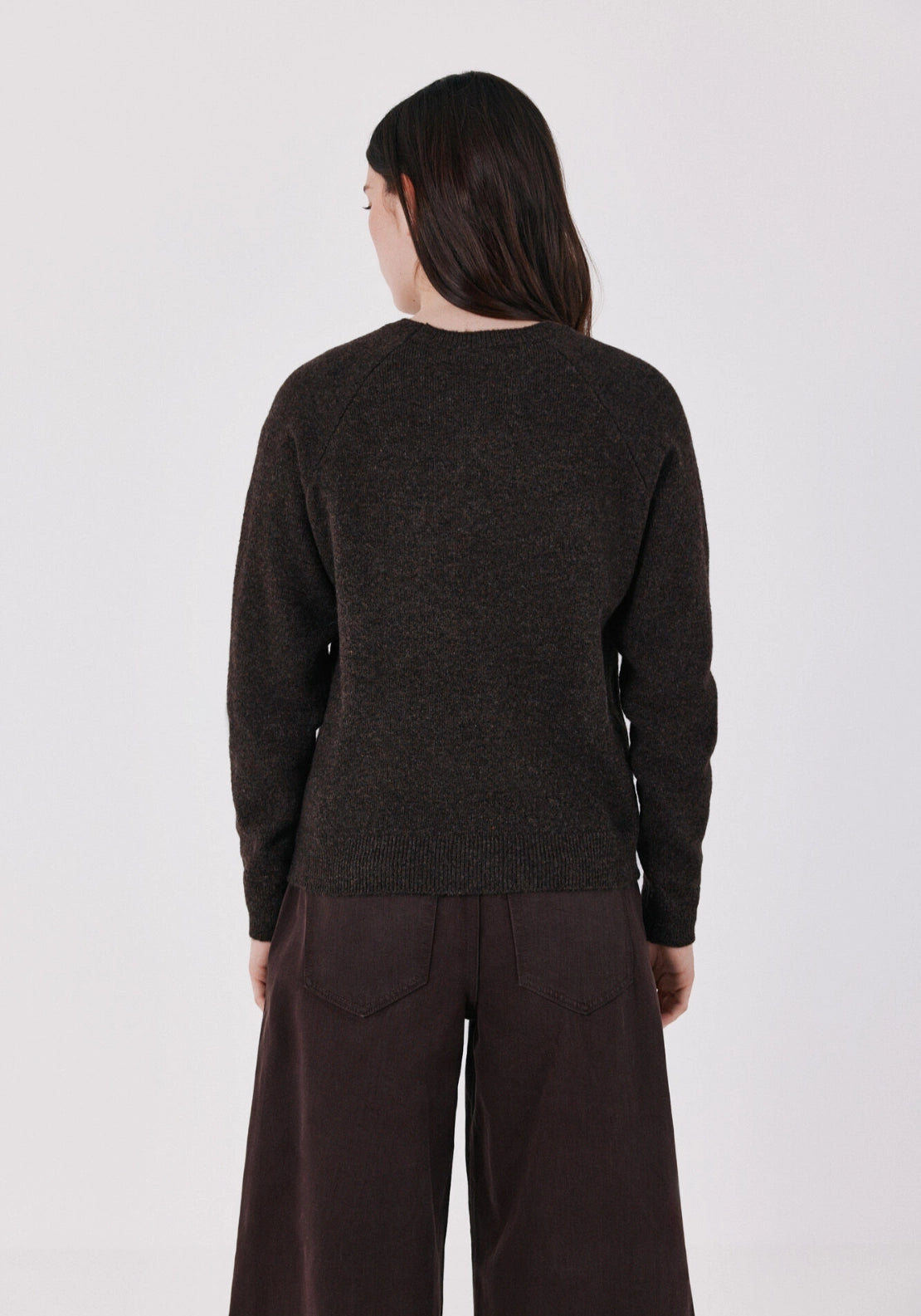 Button Accent Soft Jumper - Dark Brown