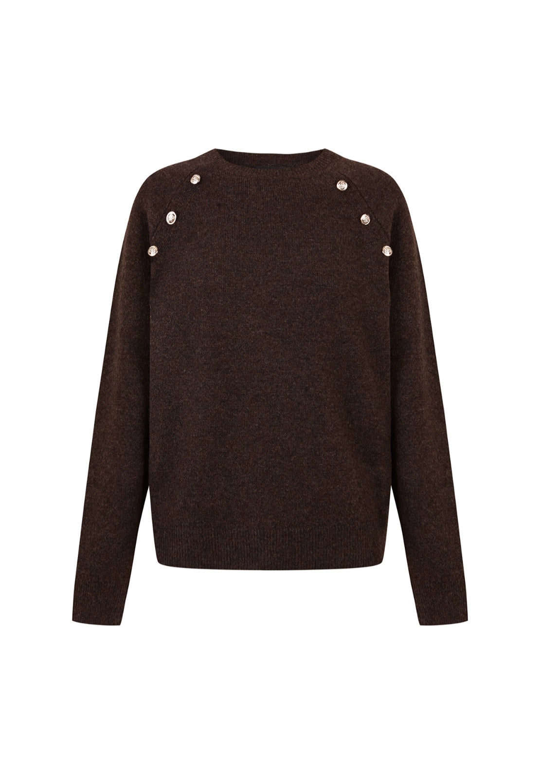 Button Accent Soft Jumper - Dark Brown