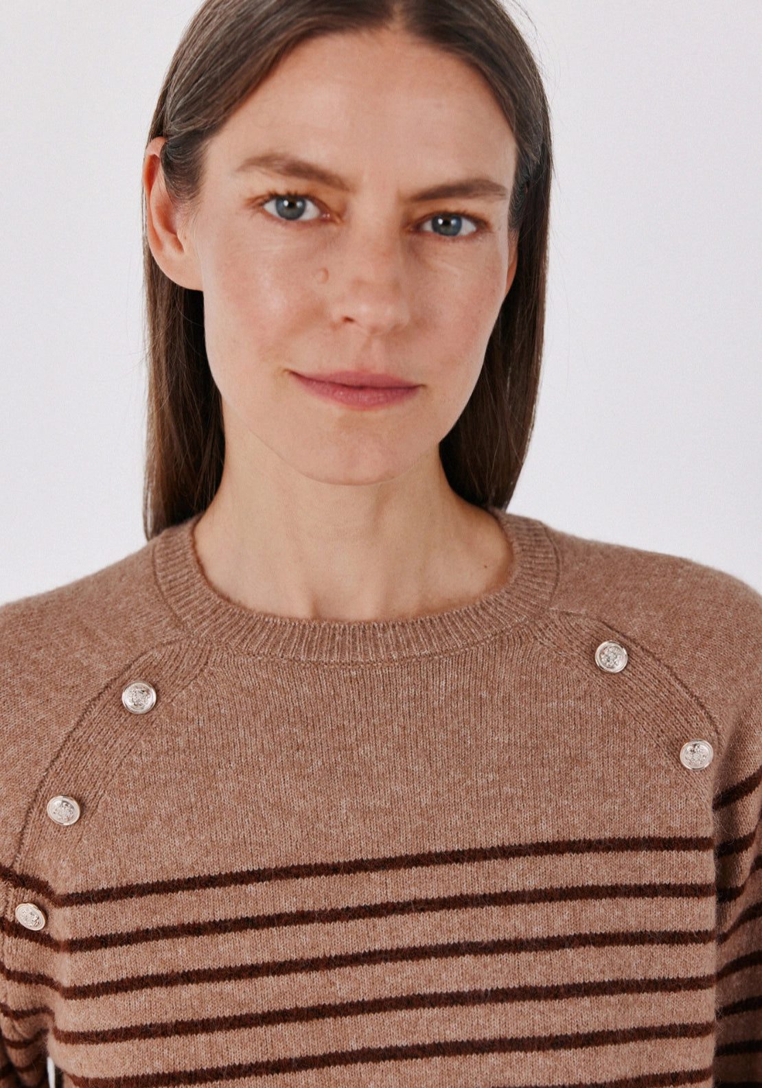 Button Accent Soft Jumper - Tan