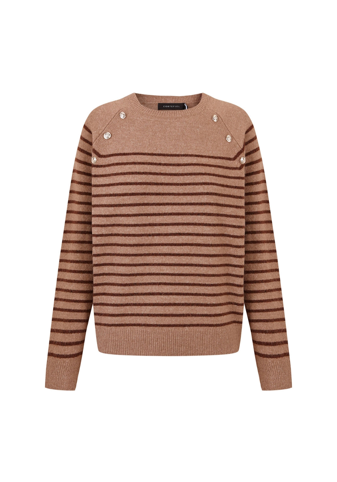 Button Accent Soft Jumper - Tan