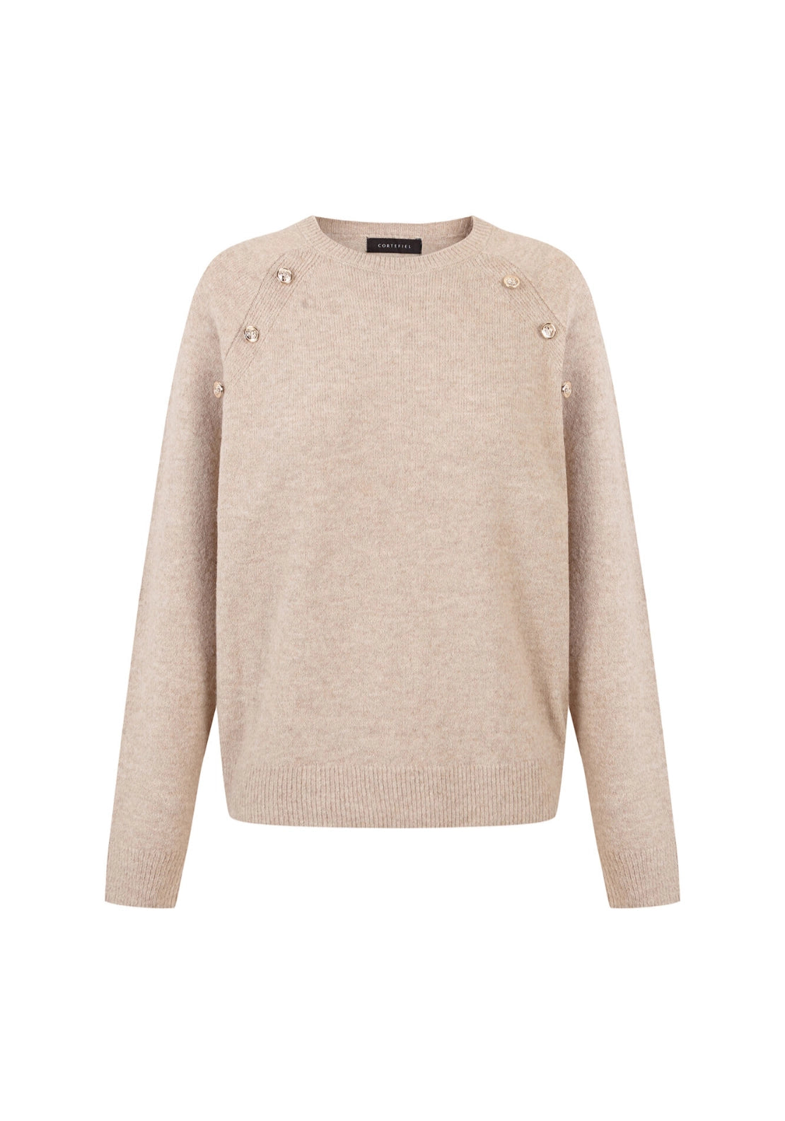 Button Accent Soft Jumper - Sand