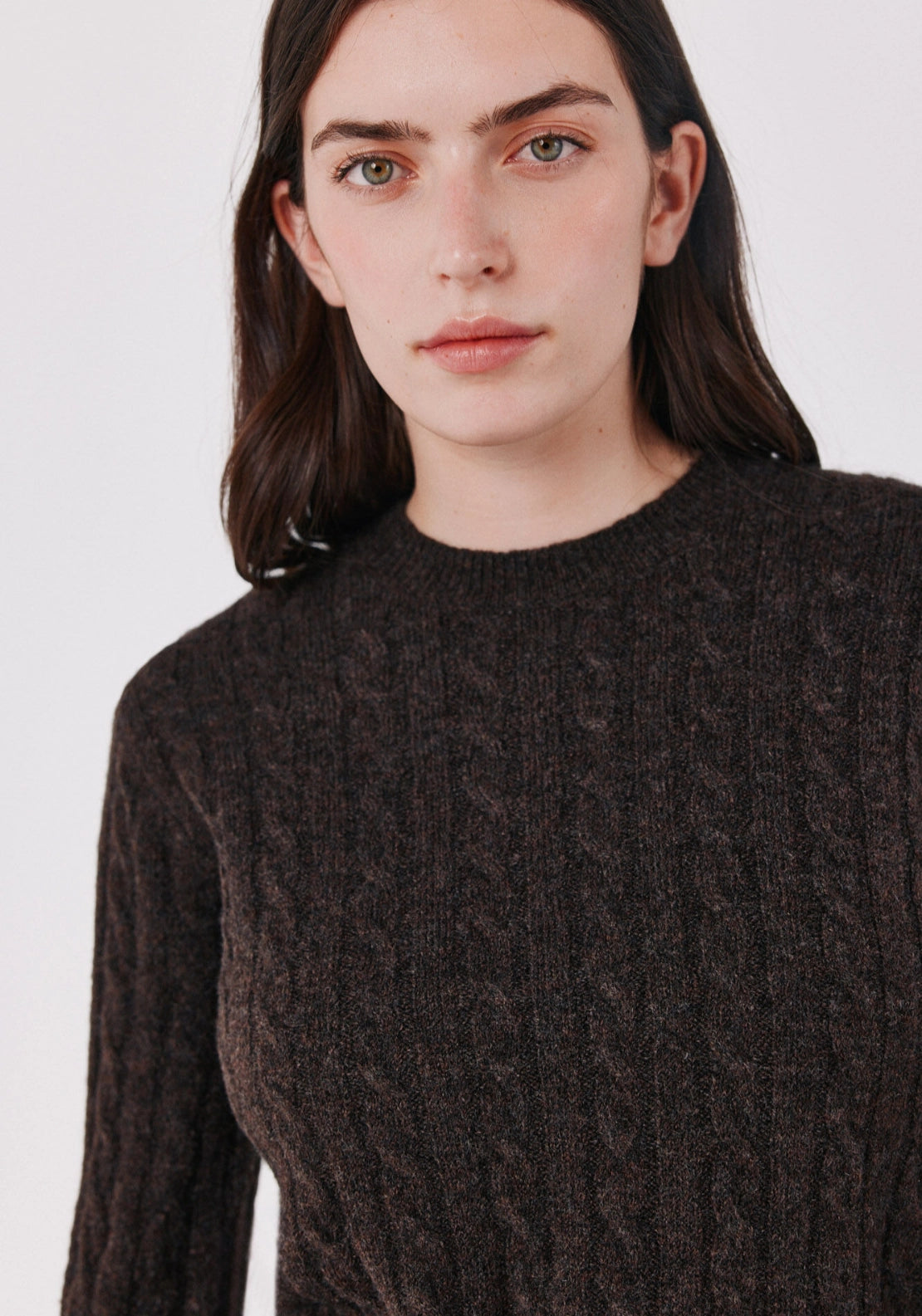 Light CableKnit Sweater - Dark Brown