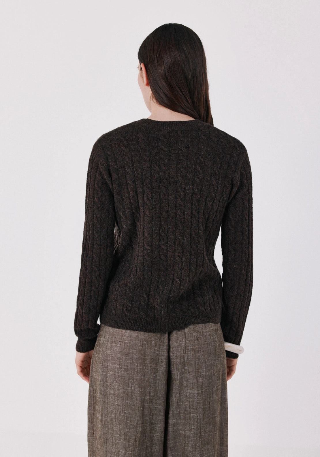 Light CableKnit Sweater - Dark Brown