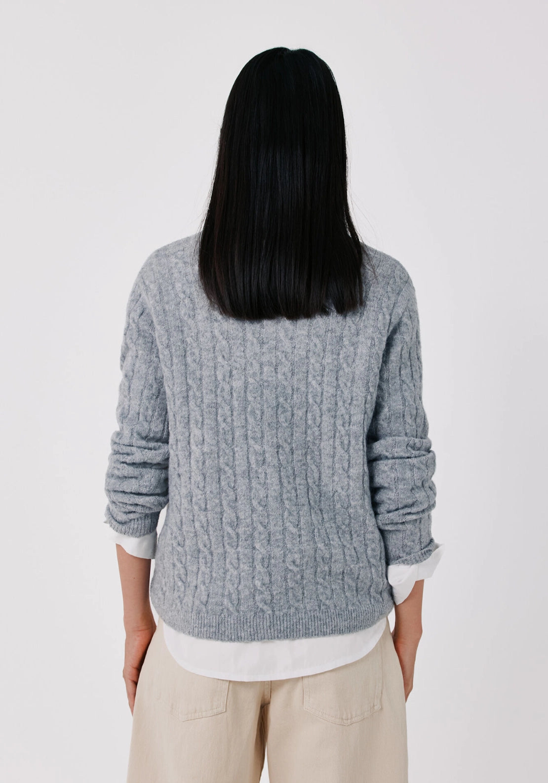 Light CableKnit Sweater - Light Grey