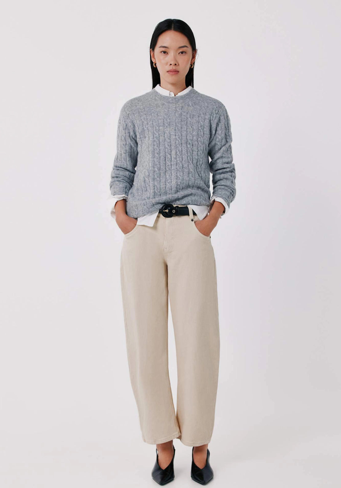Light CableKnit Sweater - Light Grey