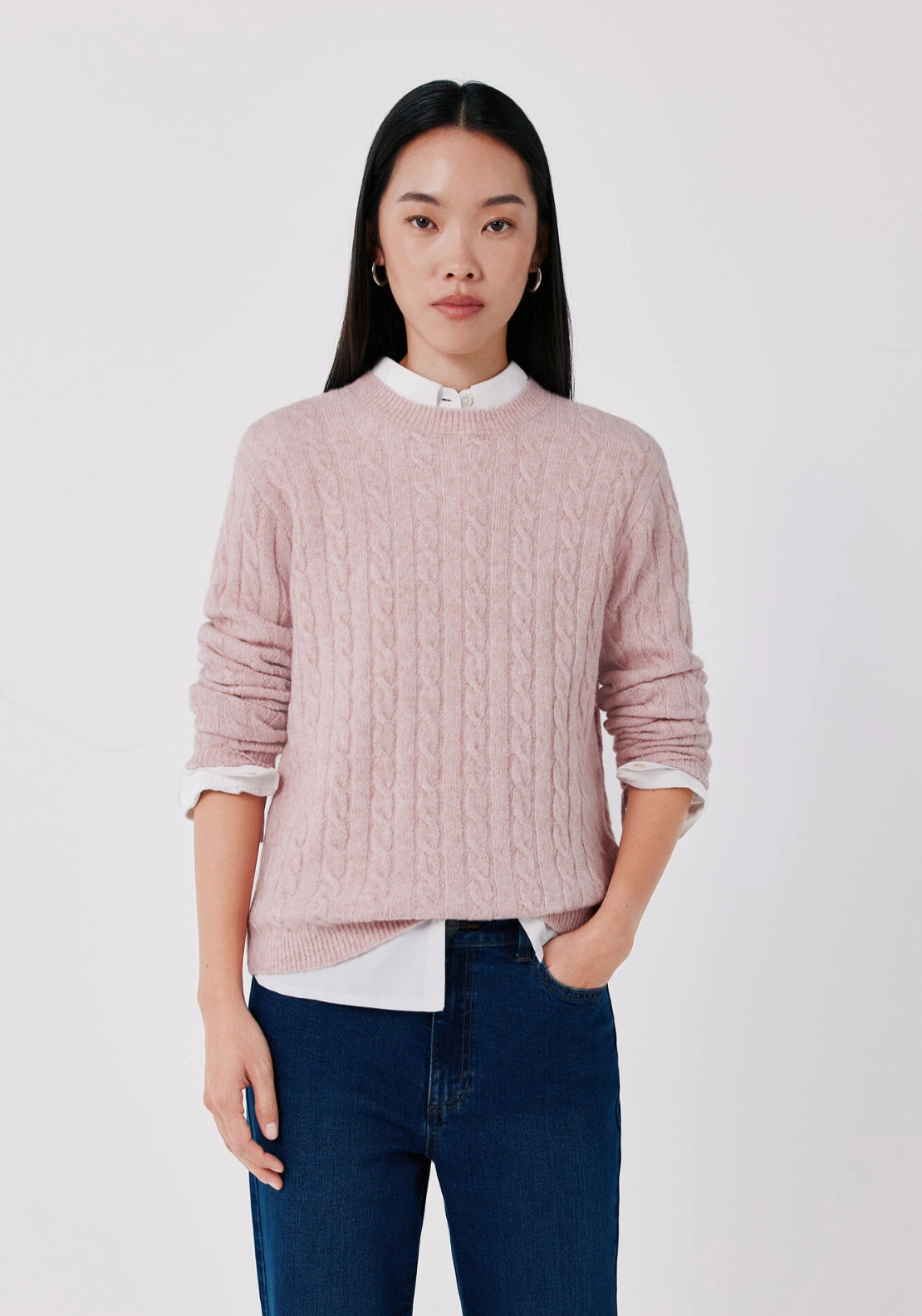 Light CableKnit Sweater - Pink