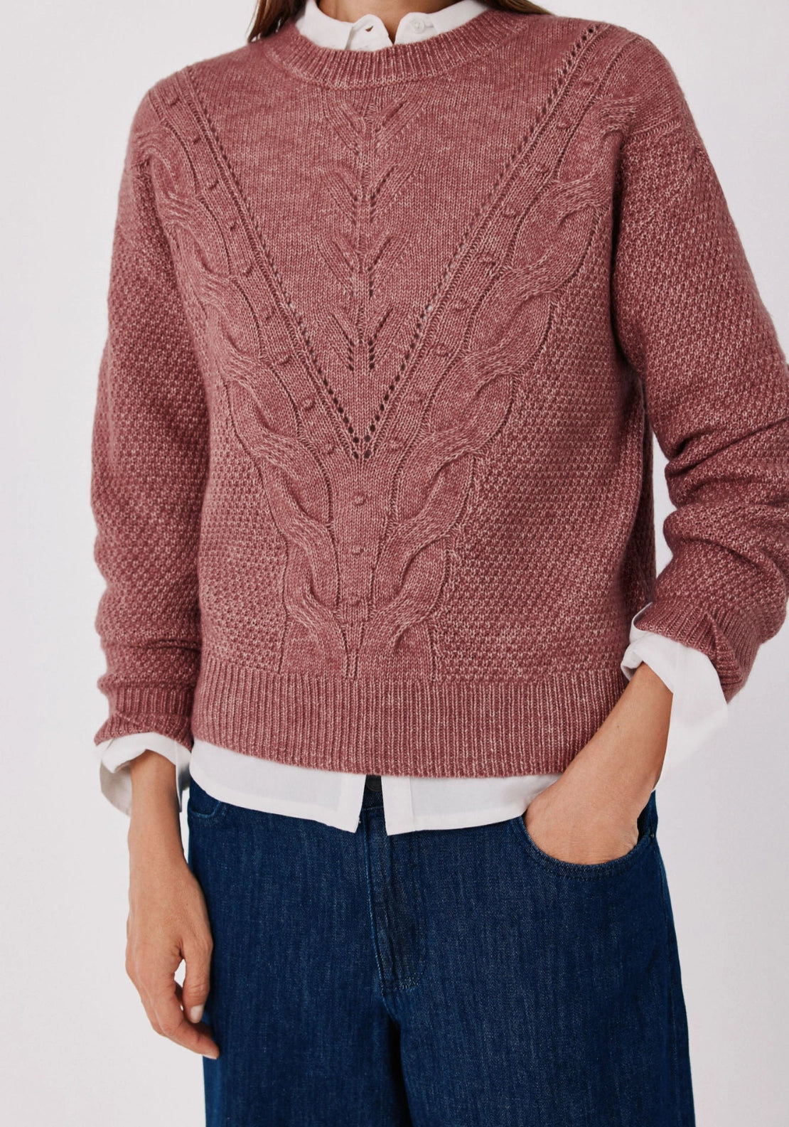 Textured Cable Knit Jumper - Purple/lilac