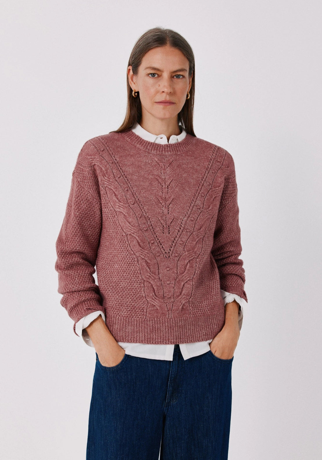 Textured Cable Knit Jumper - Purple/lilac