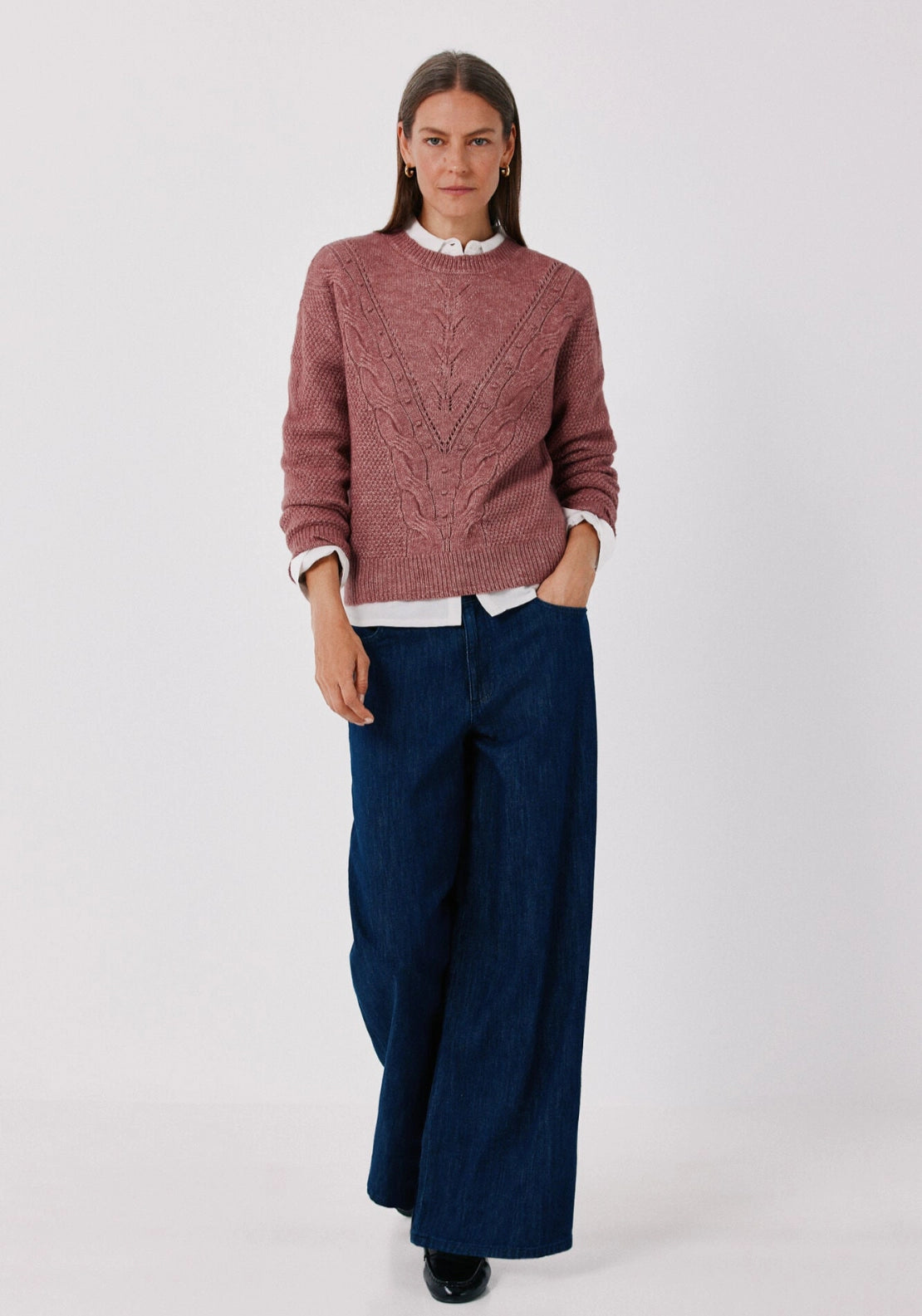 Textured Cable Knit Jumper - Purple/lilac