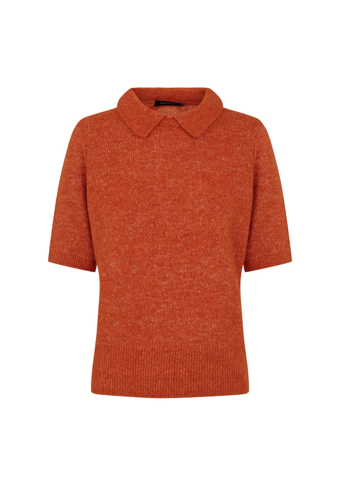 Short Sleeve Polo Neck Jumper - Orange