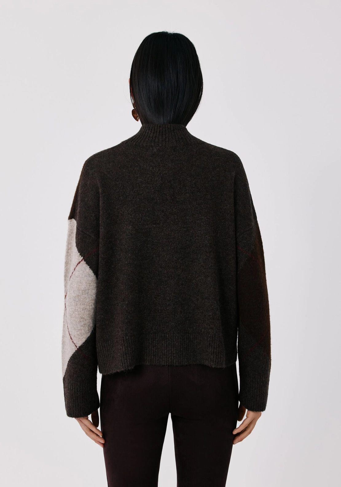 Soft Diamond High Neck Jumper - Tan