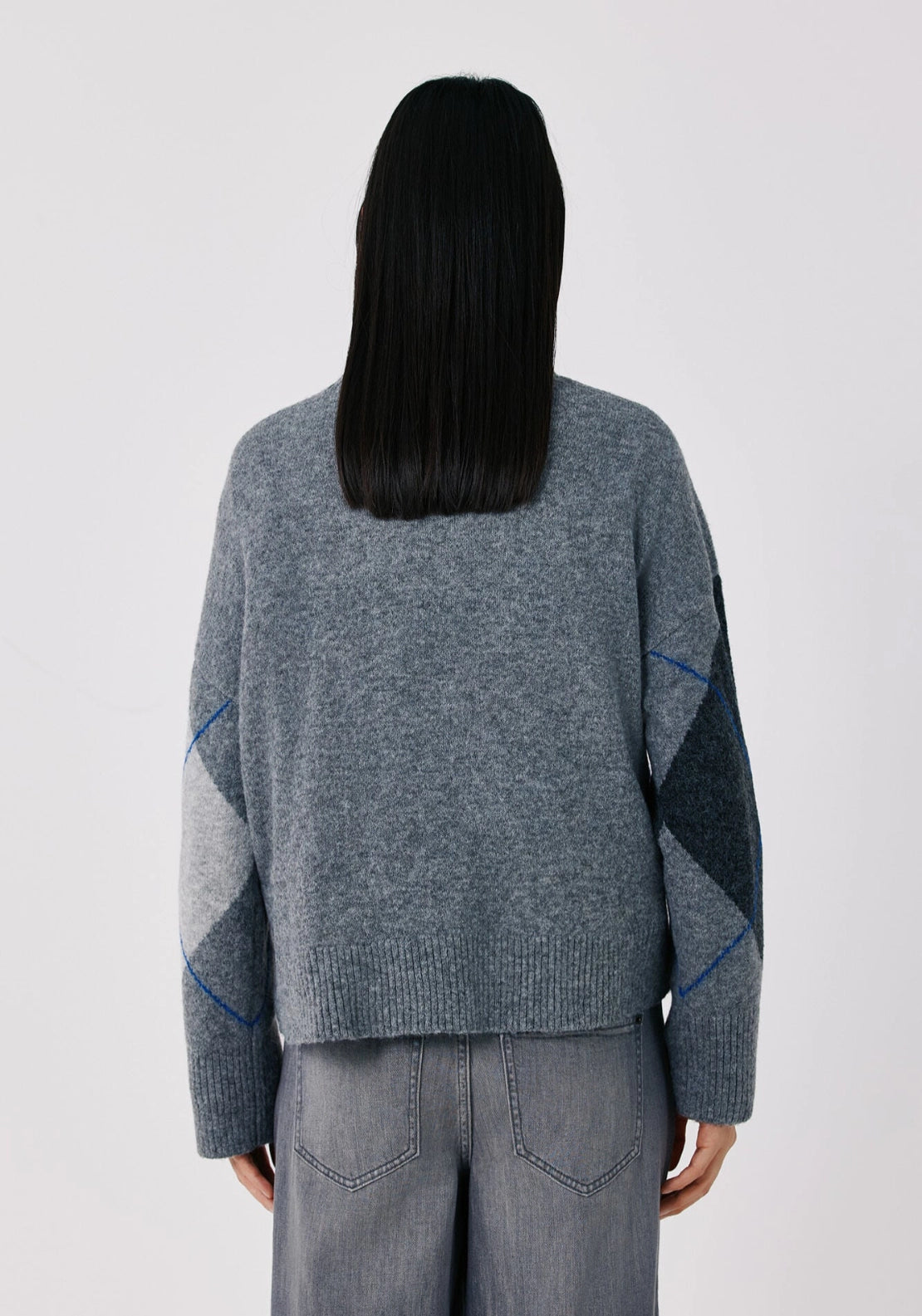 Soft Diamond High Neck Jumper - Charcoal Grey