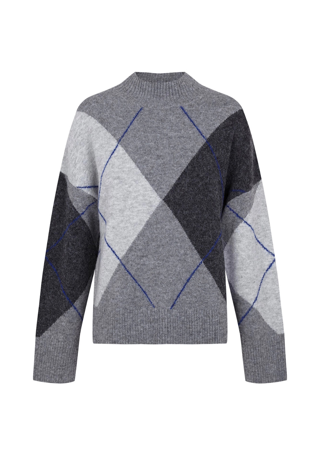 Soft Diamond High Neck Jumper - Charcoal Grey
