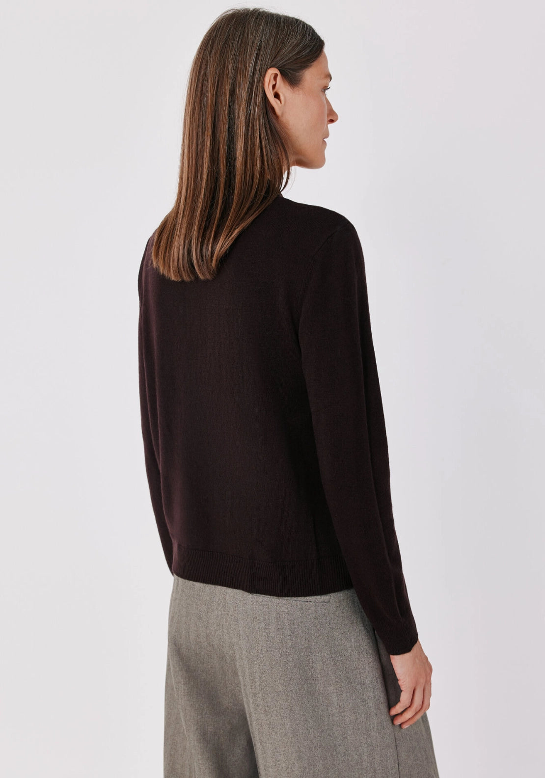 Plumetis Polo Neck Jumper - Dark Brown