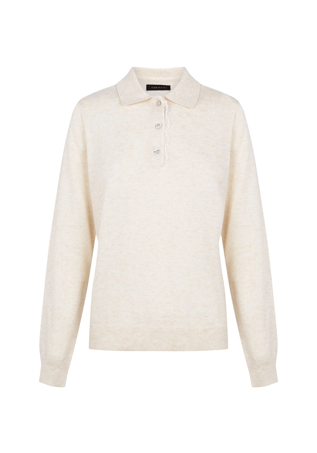Plumetis Polo Neck Jumper - Ivory