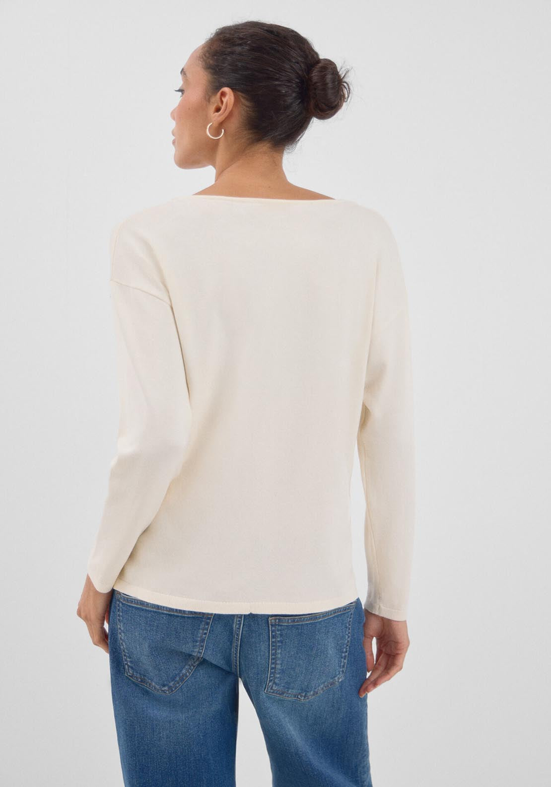 Cortefiel V-Neck Jumper - Ivory 5 Shaws Department Stores