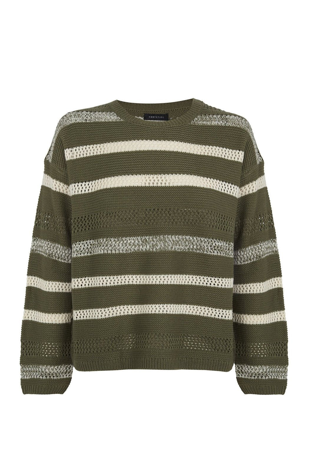 Cortefiel Two-tone striped jumper - Light Khaki 6 Shaws Department Stores