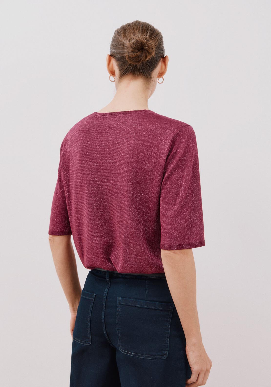 Cortefiel Metallic Jersey-Knit Jersey - Fuchsia 5 Shaws Department Stores
