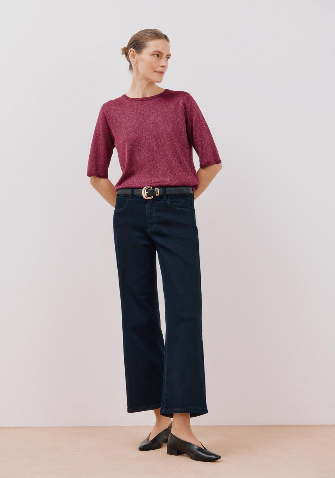Cortefiel Metallic Jersey-Knit Jersey - Fuchsia 1 Shaws Department Stores