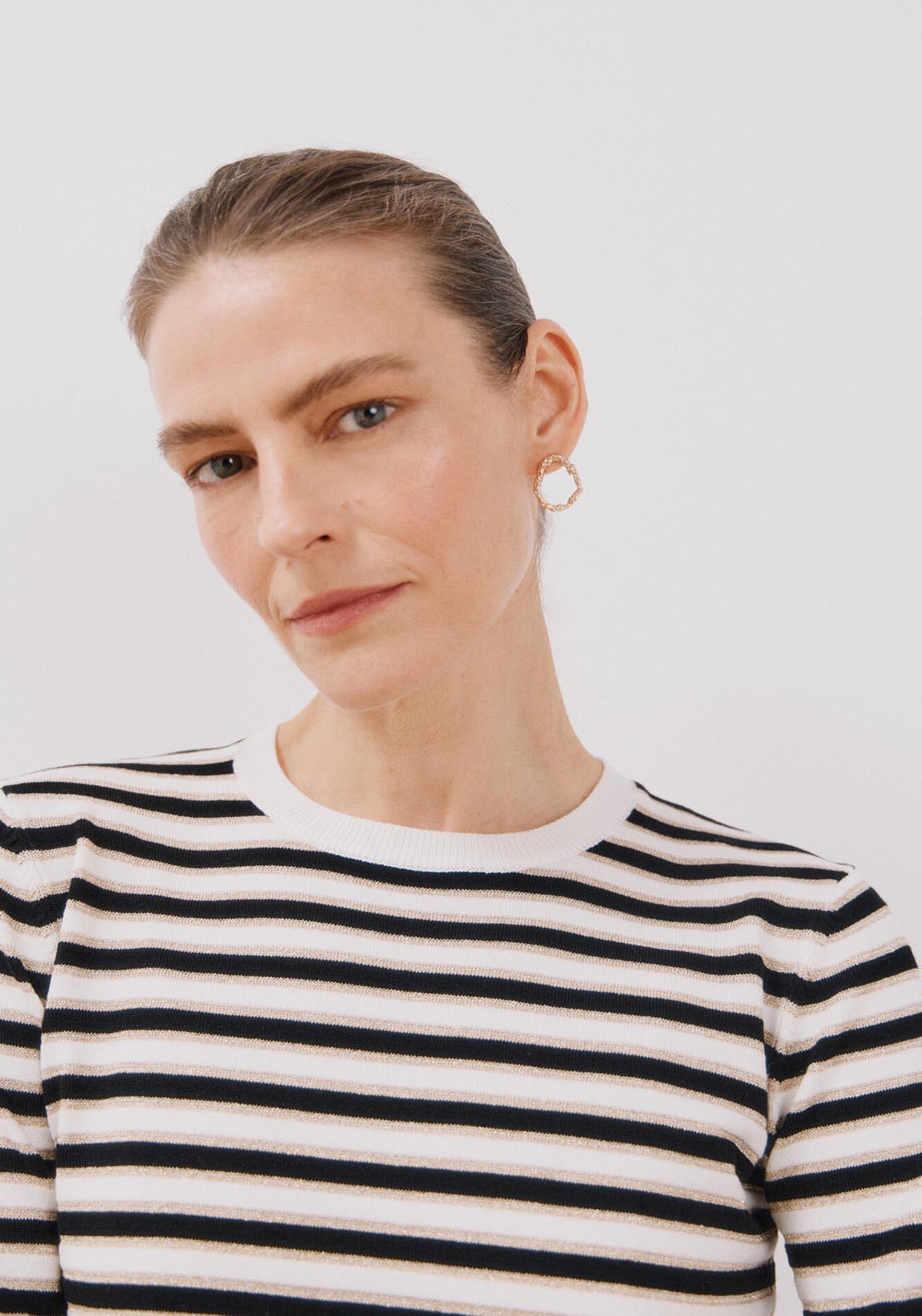 Cortefiel Lurex Stripes Jumper - Black 3 Shaws Department Stores