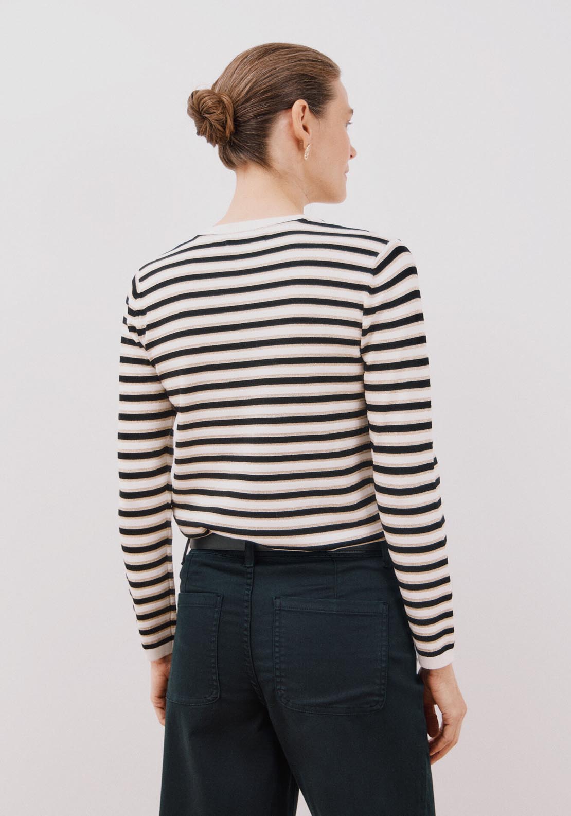 Cortefiel Lurex Stripes Jumper - Black 5 Shaws Department Stores