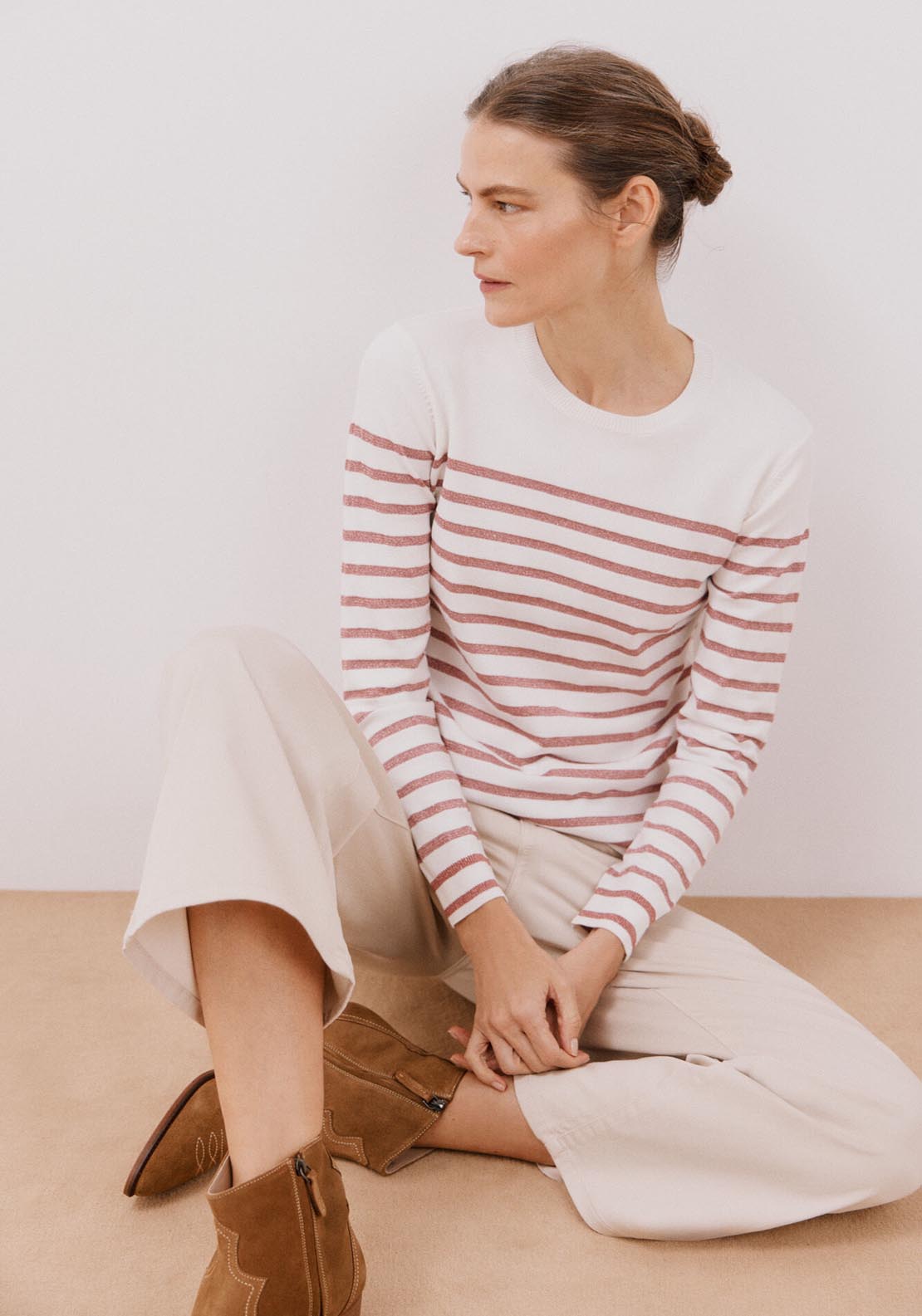 Cortefiel Lurex Stripes Jumper - Fuchsia 5 Shaws Department Stores