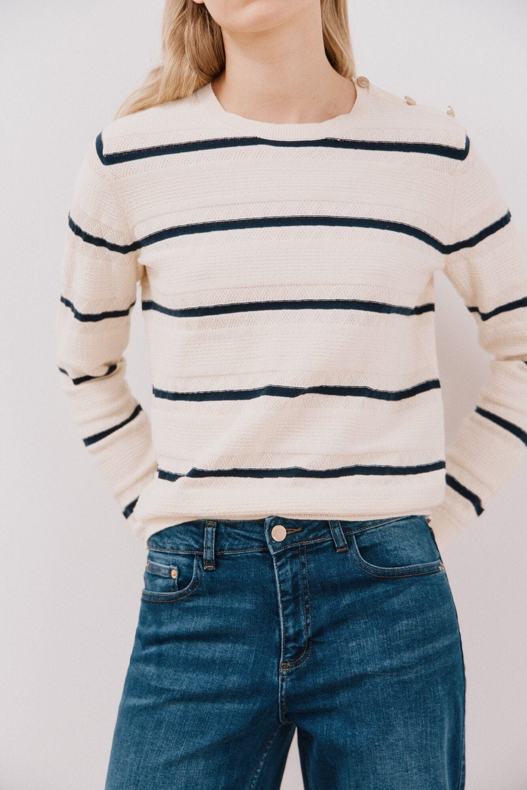 Cortefiel Two- buttons jersey - Navy 6 Shaws Department Stores