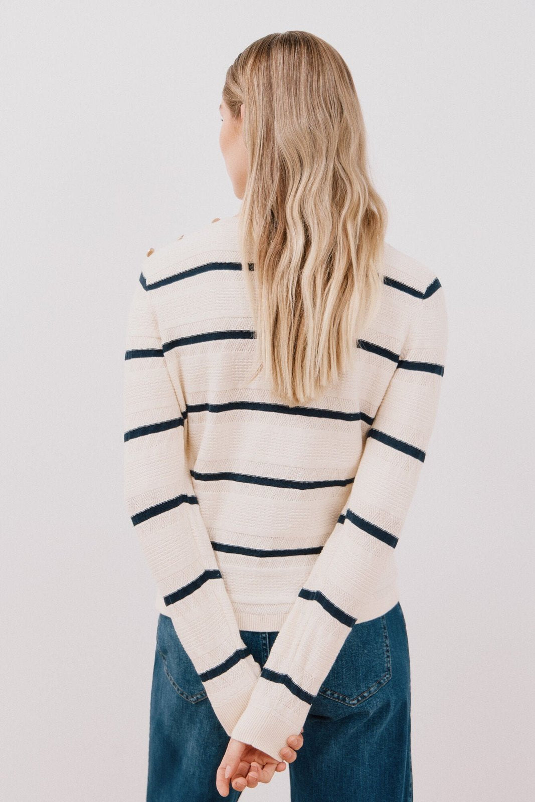 Cortefiel Two- buttons jersey - Navy 7 Shaws Department Stores