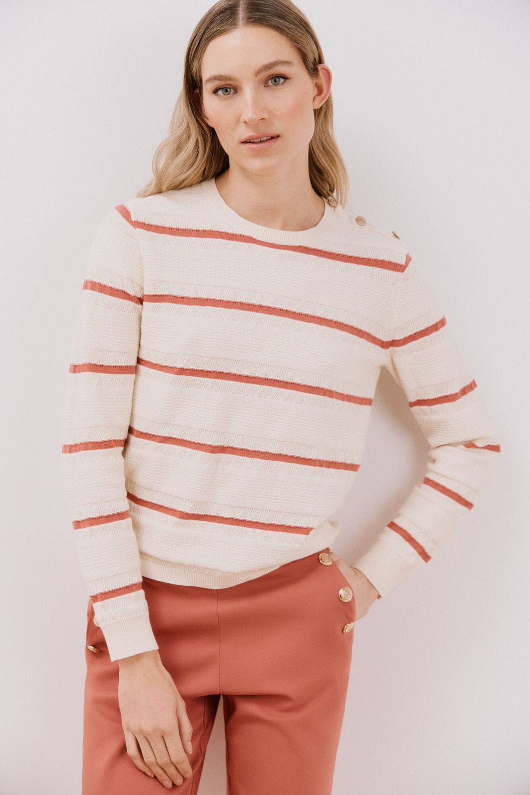 Cortefiel Two- buttons jersey - Pink 5 Shaws Department Stores