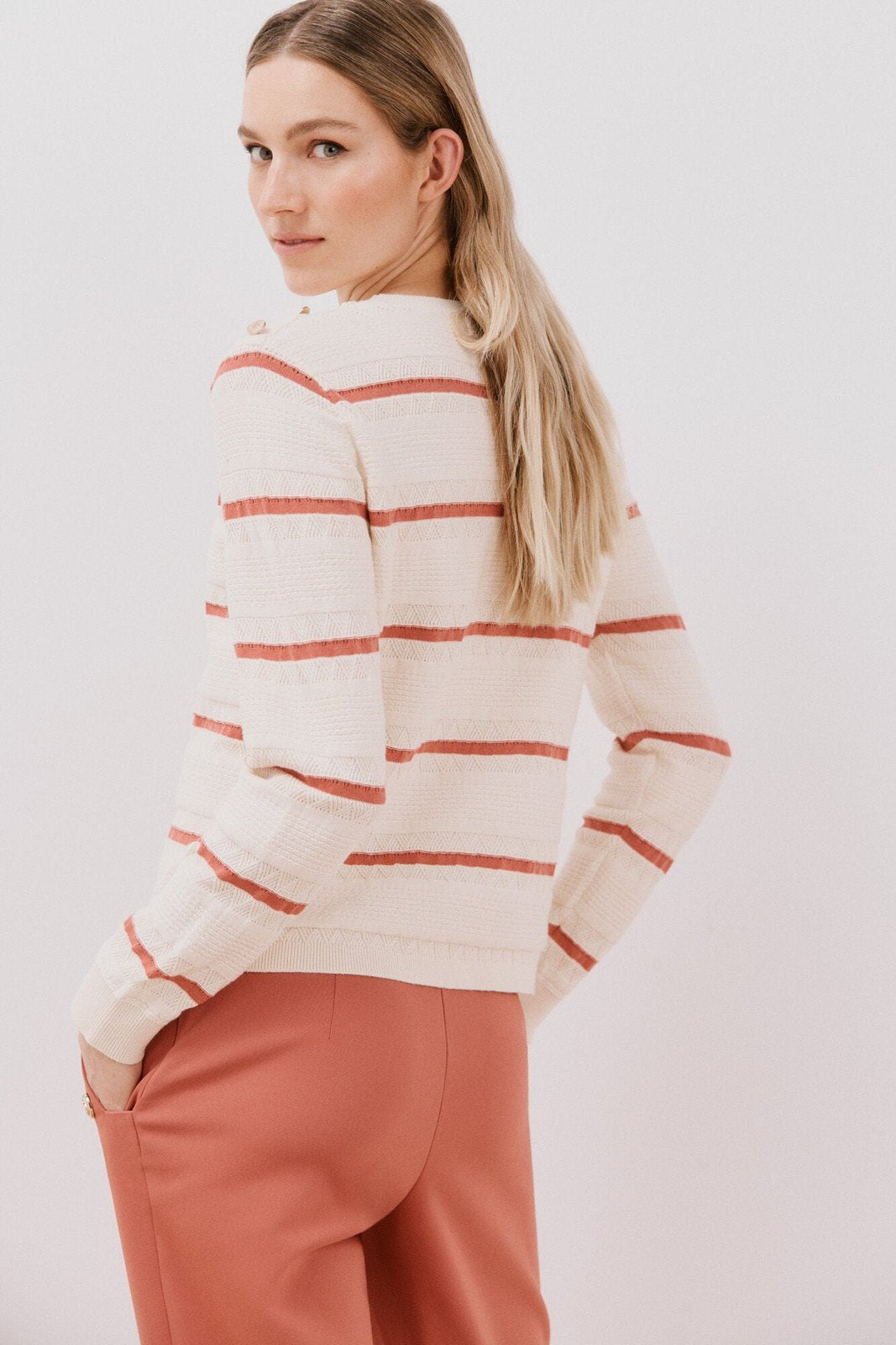 Cortefiel Two- buttons jersey - Pink 7 Shaws Department Stores