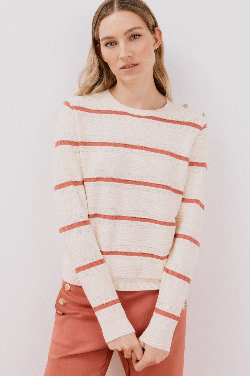 Cortefiel Two- buttons jersey - Pink 3 Shaws Department Stores