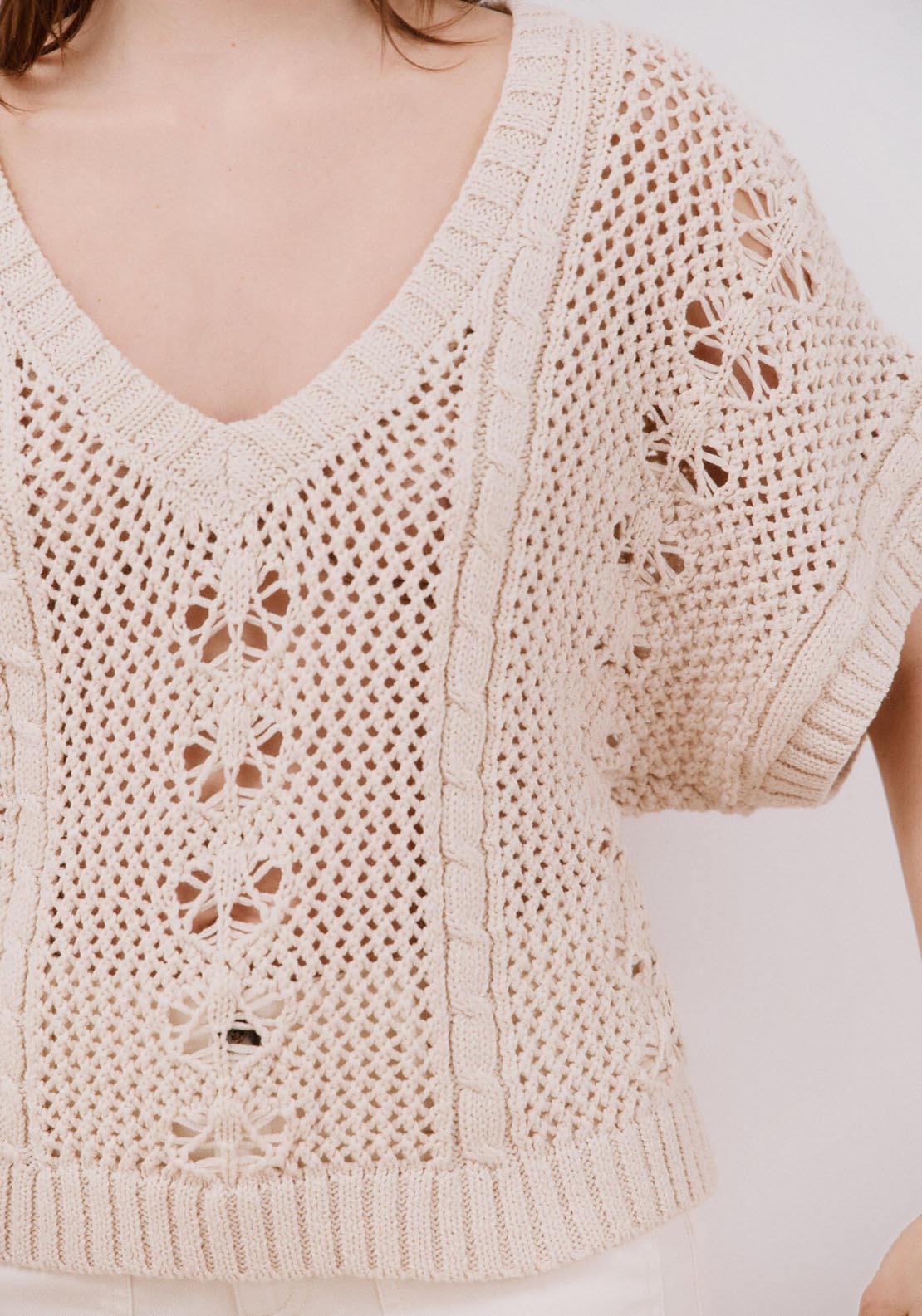 Cortefiel Wide Sleeve Jumper - Ivory 5 Shaws Department Stores